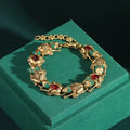 Femme Vintage Réglable Grenouille Pierre naturellele Eyes 18 carats Plaqué or Breloque Bracelet