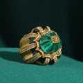Femme Vintage Pumpkin Bleu Cristal Ouvert Noir Dripping Oil Halloween Bague