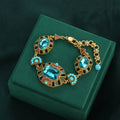 Bohème Antique Gemstone Femme Vintage Bohème Perles Carré Sea Bleu Cristal Bracelet Breloque Bracelet